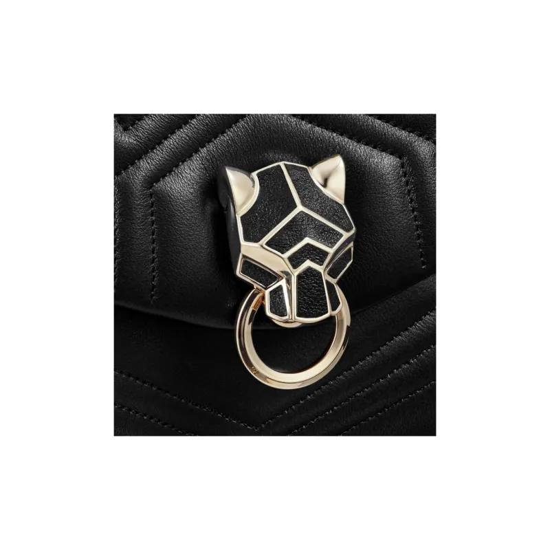 CARTIER Panthère De Cartier Calfskin Shoulder Bag, Crossbody Bag Trumpets Women's Black-1