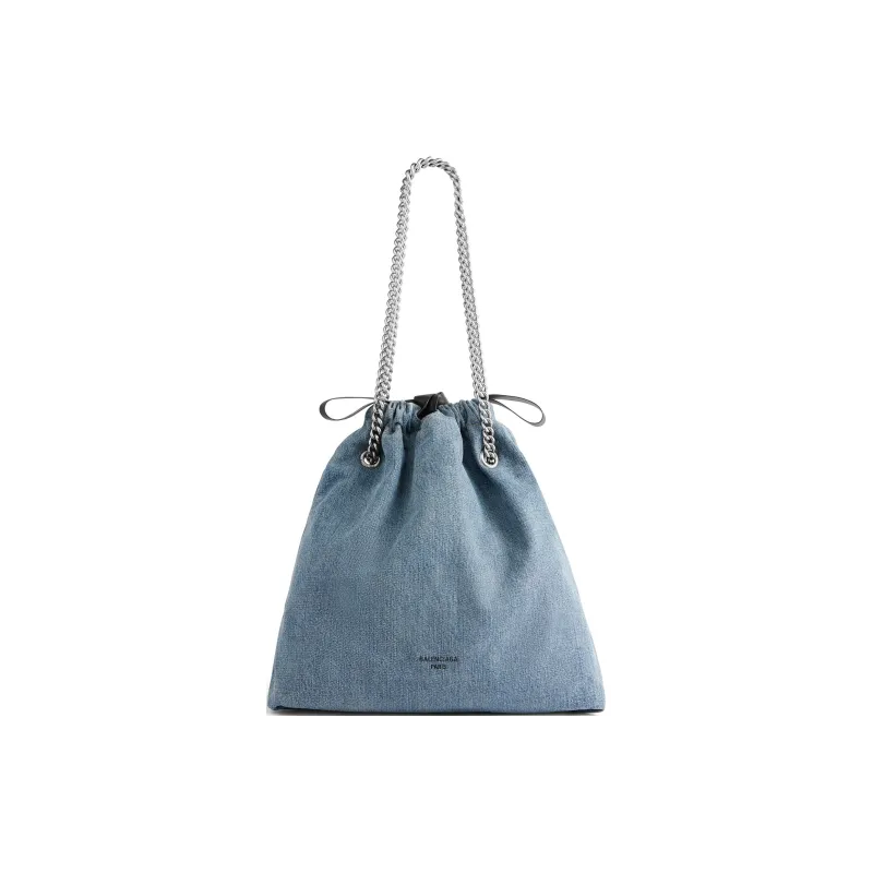 Balenciaga CRUSH Washed Denim Tote Bag Shopping Bag Handbag Shoulder Bag Women's Blue-0