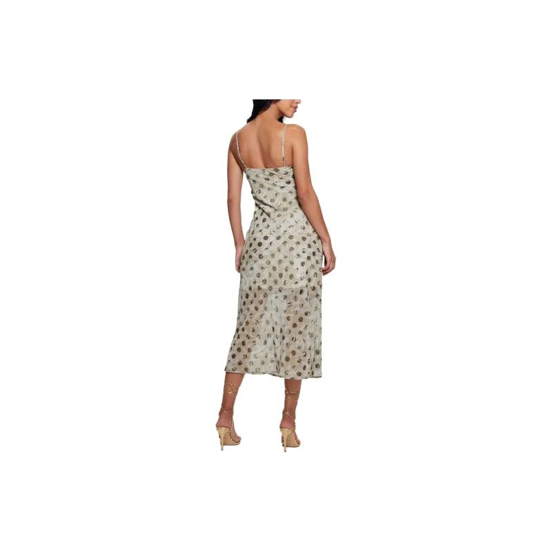 GUESS Polka Dots Long Slip Dress Slip Dresses Women's White-1
