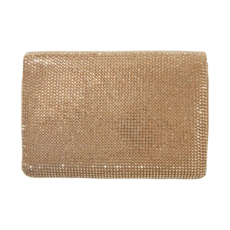 Valentino Crystal Setting Clutches Shoulder Bags Women's Rose Gold-1