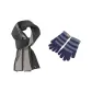 Gray Scarf+Navy Blue Glove