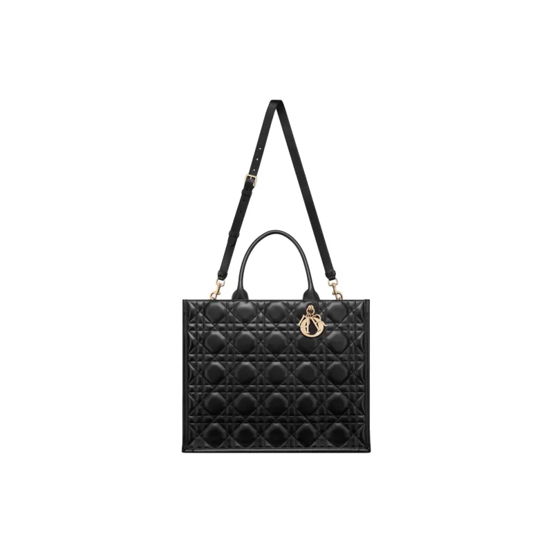 DIOR BookTote Cow Leather Tote Bag Shopping Bag Handbag Large Size Women's Black-1
