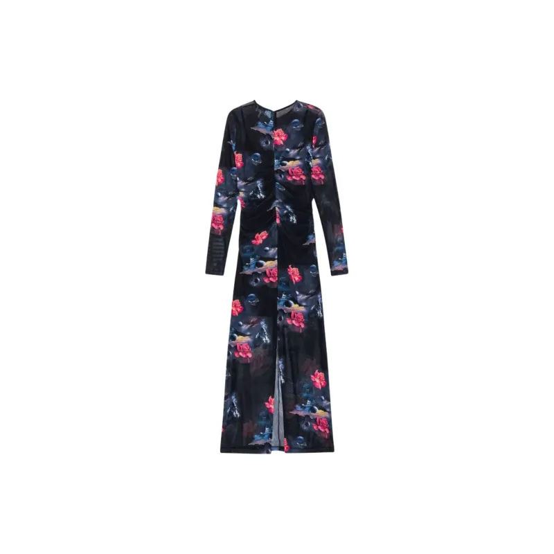 GANNI Floral print Ruched Maxi Dress-1