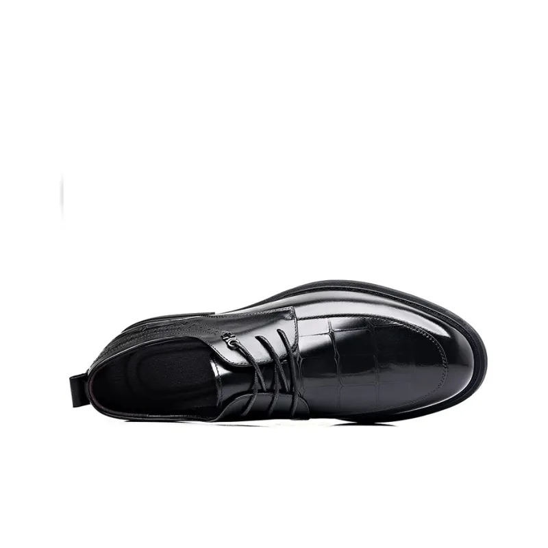 GZZ Dress Shoes Men Low Top Black-2