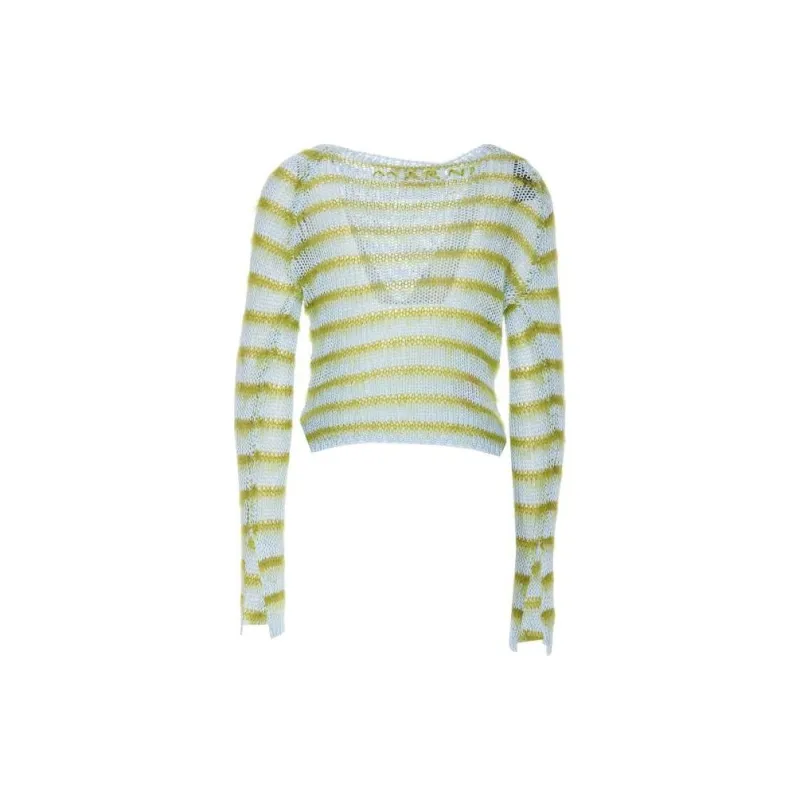 MARNI Mohair Striped Jumper 'Iris Blue'-1