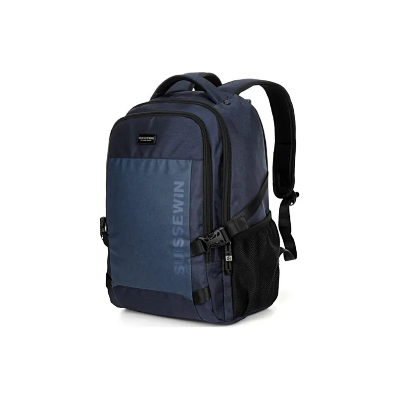 SUISSEWIN Polyester Student Backpack Laptop Bag Regular Unisex Black/Blue-7