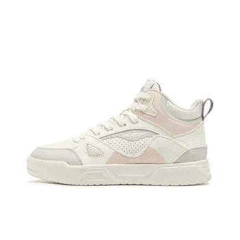 QIAODAN Dry Thermal Coverage High Top Skateboard Shoes Women's Ivory/Cloud Pink