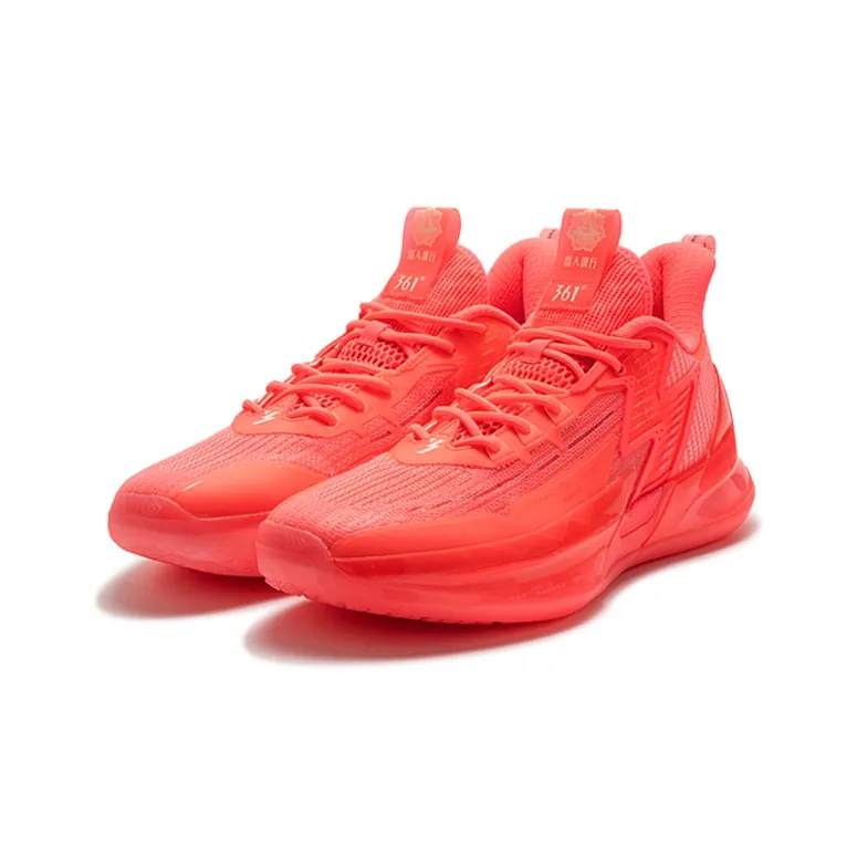 361° BIG3 4.0 PRO Basketball Shoes Men Low Top Fluorescent Begonia Pink/Dune White-2
