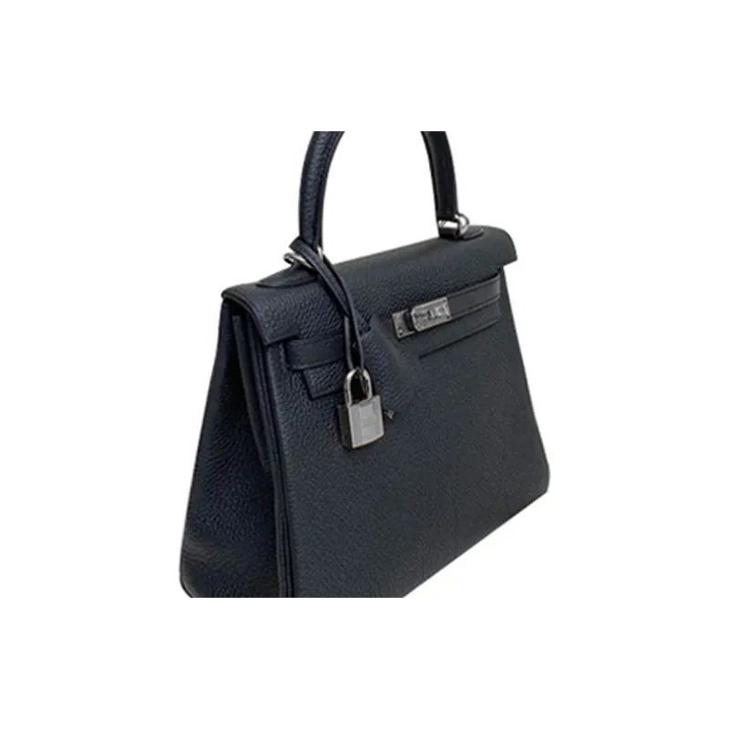HERMES Kelly Togo Calfskin Kelly Bag Handbags Women's Noir Black-4