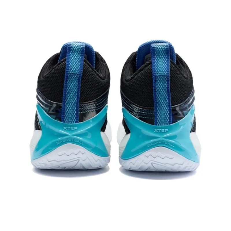 XTEP Cushioned Slip Resistant Low Top Basketball Shoes Men's Black Blue-2