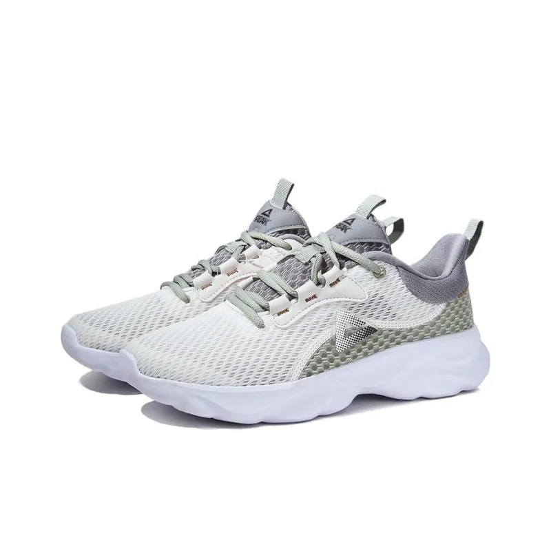 PEAK Durable Cushioning Low Top Running Shoes Unisex White Green-1