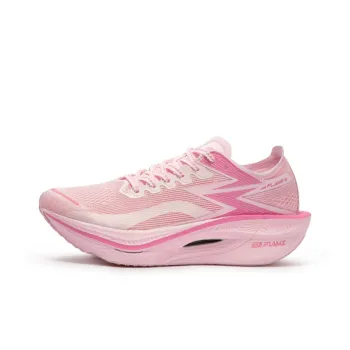 361° Fly Burn 3 Wear Resistant Lightweight Rebound Low Top Full Length Carbon Plate Running Shoes Unisex White Pink