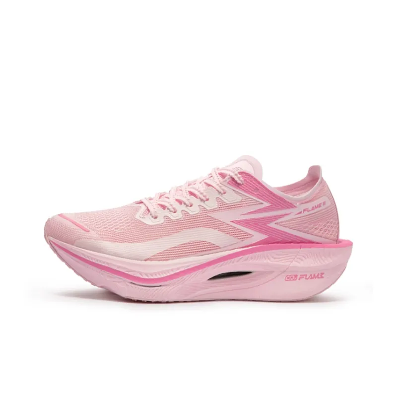 361° Fly Burn 3 Wear-Resistant Lightweight Rebound Low-Top Full-Length Carbon Plate Running Shoes Unisex White Pink-0