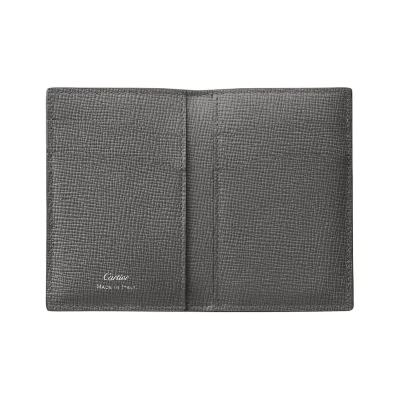 CARTIER Textured Calfskin Card Holder Women's Gray-2