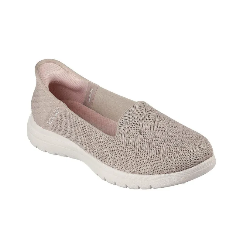 Skechers On The GO Fle Cushioning Abrasion Resistant Breathable Low Top Casual Shoes Women's Taupe-2