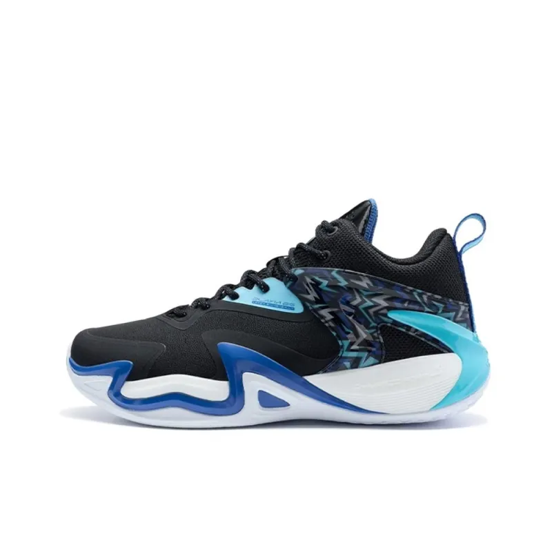 XTEP Cushioned Slip Resistant Low Top Basketball Shoes Men's Black Blue-0