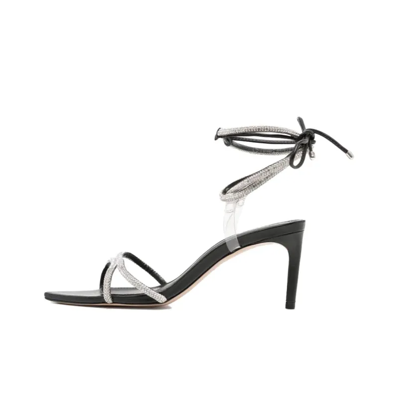 Schutz Strap Sandals Women's Black Silver-0