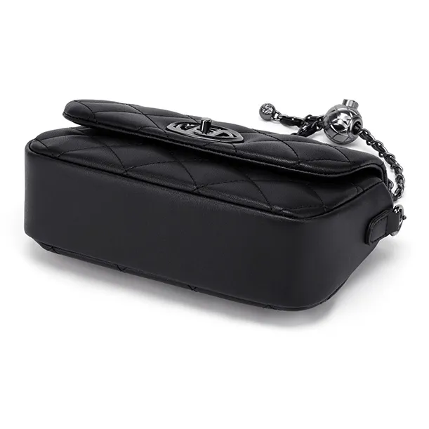 Simvay Clos Cow Leather Small Square Bag Crossbody Bag Shoulder Bag Women's Black-4