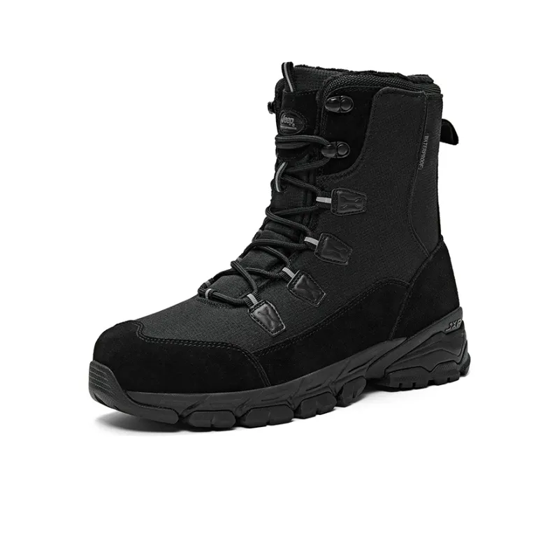 Jeep Warm Water Resistant Wear Resistant Cushioning Height Increasing Slip Resistant Knee High Snow Boots Men's Black-1