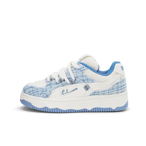 Warrior Casual Athletic Shoes Wear Resistant Lightweight Height Increasing Low Top Skateboard Shoes Women's White Blue