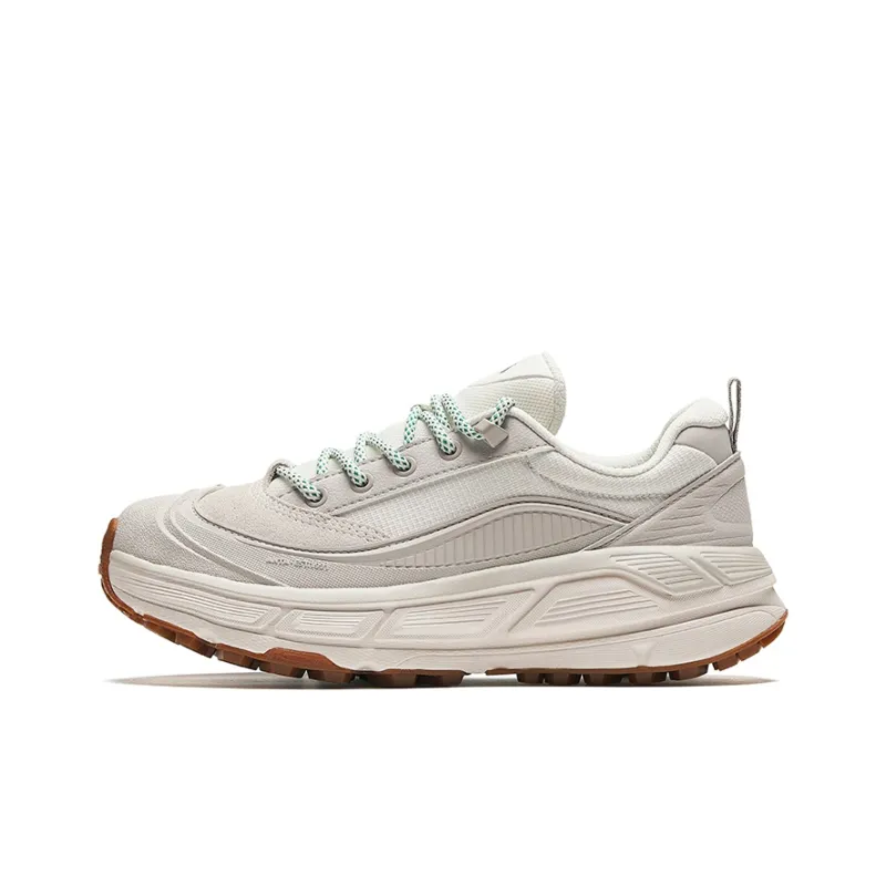 Anta Outing Cushioning Wear Resistant Low Top Casual Shoes Women's White Gray-0