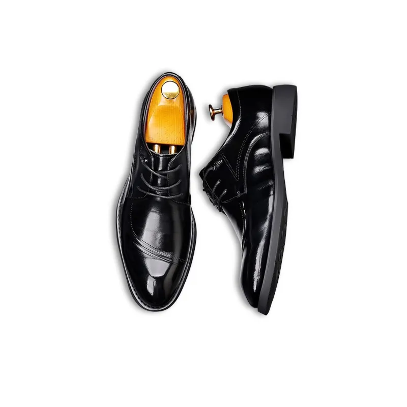 GZZ Dress Shoes Men Low Top Black-2