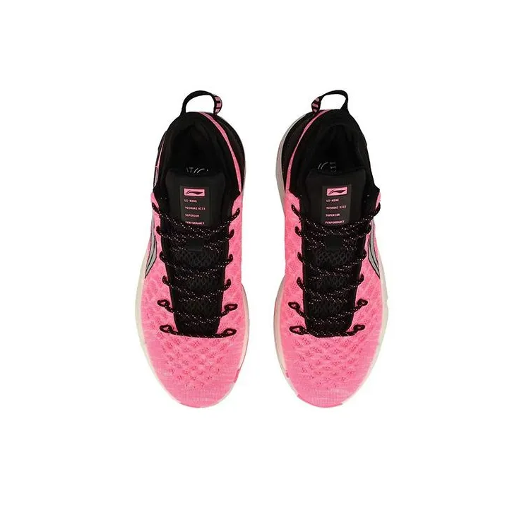 LiNing YuShuai 13 Cushioned Anti Slip Wear Resistant Breathable Lightweight Mid Top Basketball Shoes Men's Black Pink-1