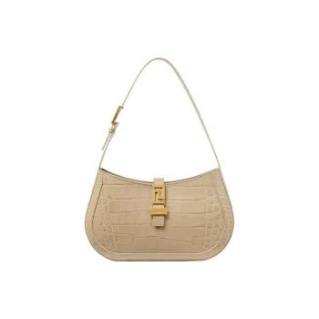VERSACE Greca Goddess Cow Leather Vagabond Bag Handbag Shoulder Bag Women's Beige