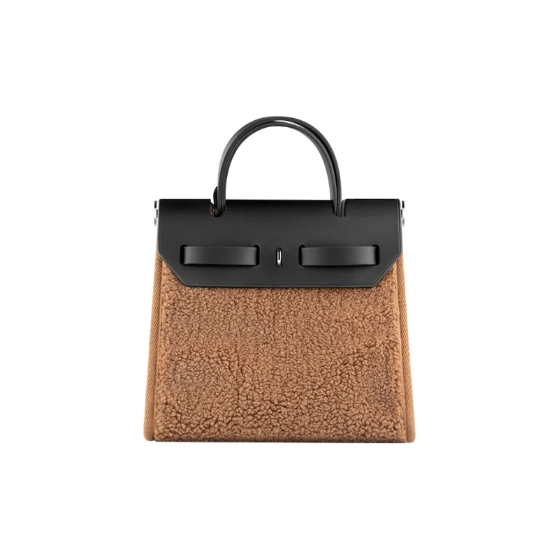 HXXXXS Cow Leather Shoulder Bag, Crossbody Bag Trumpets Women's Cream White/Milk Tea Brown/Raspberry/Moss Green-3
