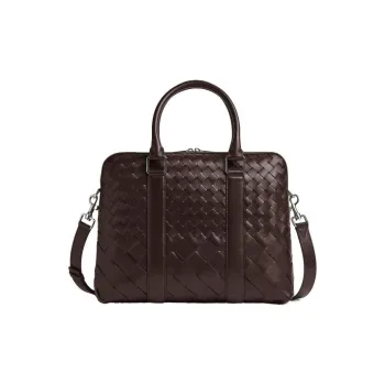 Bottega Veneta Calfskin Portable Crossbody Bag Shoulder Bag Men's Red Brown