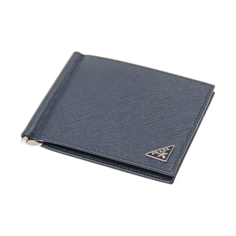 PRADA Cow Leather Card Holder Unisex Marine Blue-3