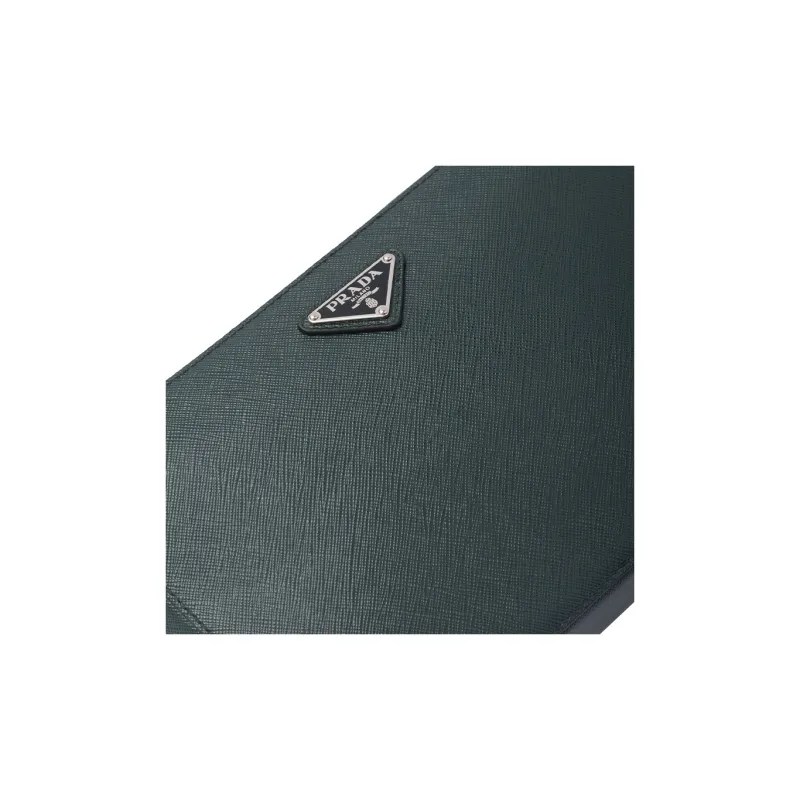 PRADA Saffiano Leather Clutch Men's Emerald Green-4