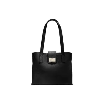 Furla 1927 Collection Grain Cow Leather Tote Bag, Shopping Bag, Handbag, Shoulder Bag Women's Black