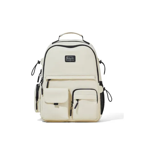 BOSTANTEN Fabric Backpacks Medium Size Unisex Beige Yellow/Black