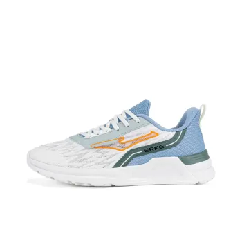 Erke Cushioned Slip Resistant Breathable Low Top Running Shoes Men's White Blue