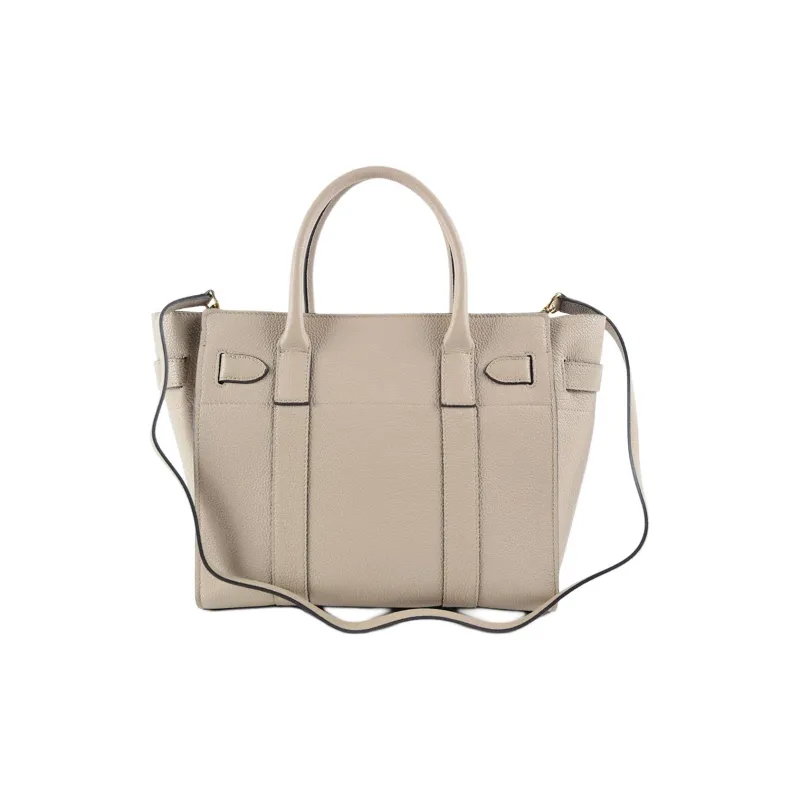 Mulberry Bayswater Grained Leather Shoulder Bag Crossbody Bag Handbag Small Size Women's Light Brown-2