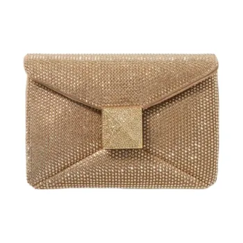 Valentino Crystal Setting Clutches Shoulder Bags Women's Rose Gold