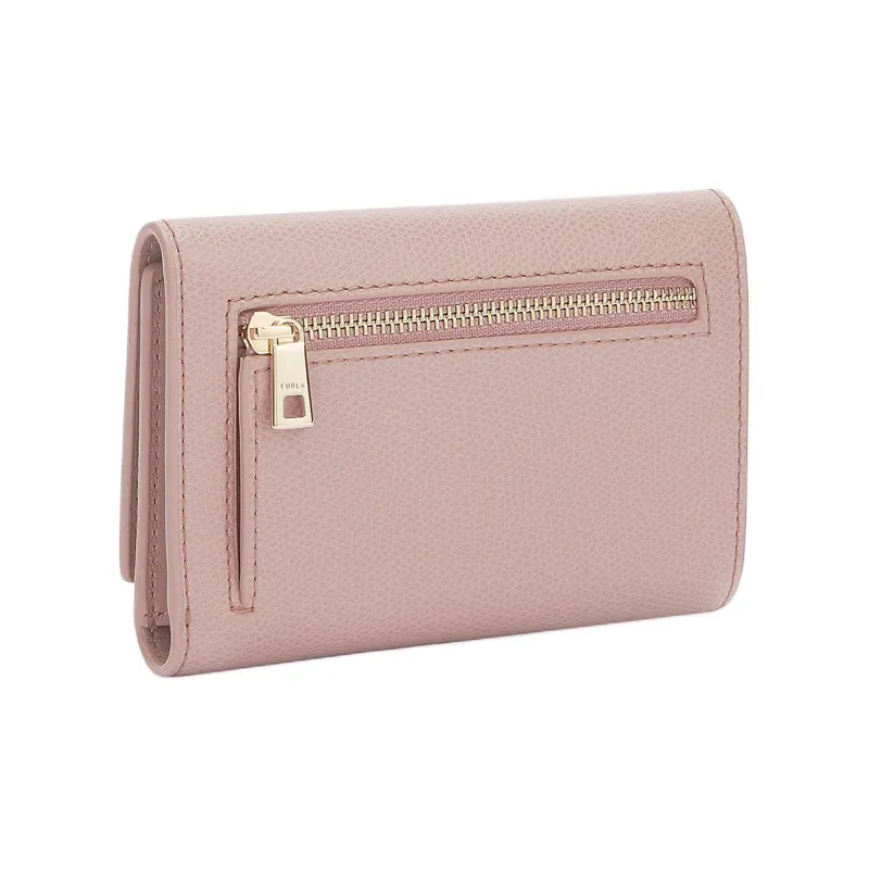 Furla 1927 Collection Textured Leather Coin Purse Clutch Wallet Medium Size Women's Pink-1
