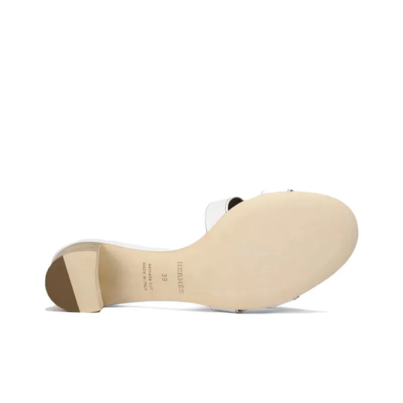 HERMES Oasis Stylish Sandal 5cm Women's White-4