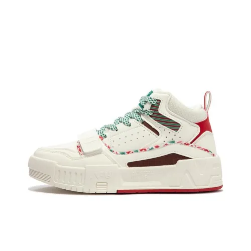 361° Anti Slip Wear Resistant High Top Skateboard Shoes Women's White Red
