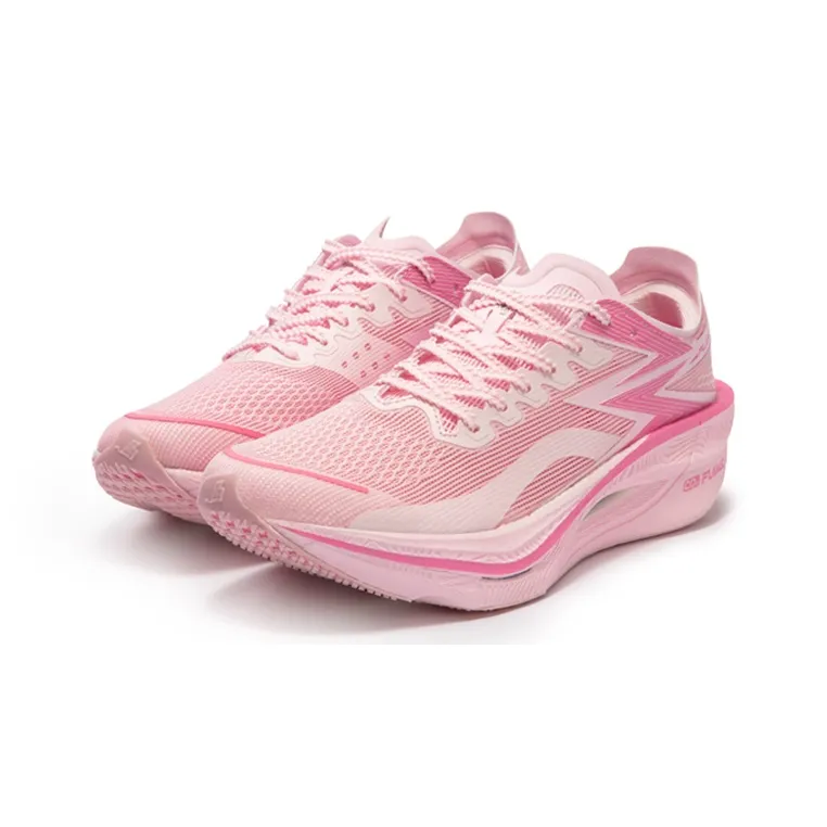 361° Fly Burn 3 Wear-Resistant Lightweight Rebound Low-Top Full-Length Carbon Plate Running Shoes Unisex White Pink-2