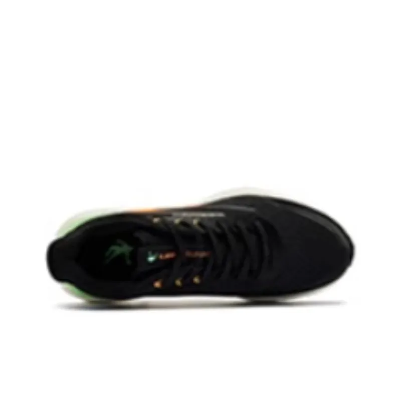 QIAODAN Anti Slip Wear Resistant Low Top Running Shoes Men's Black Green-3