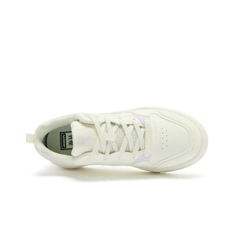 QIAODAN Wear resistant And Lightweight Low Top Skateboard Shoes Women's Ivory Celadon-3