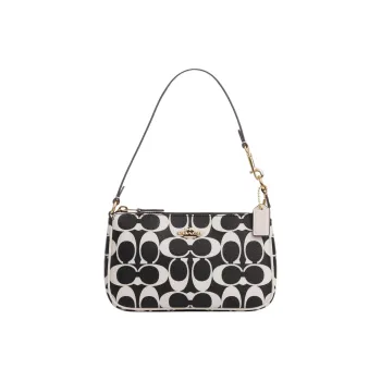COACH Nolita Coated Canvas With Smooth Leather Handbag Shoulder Bag Women's Black & White