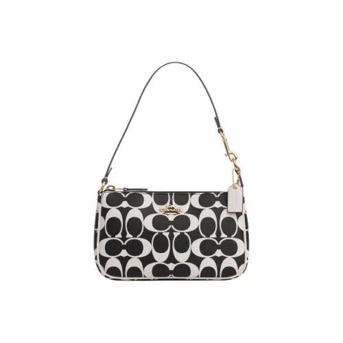 COACH Nolita Coated Canvas With Smooth Leather Handbag Shoulder Bag Women's Black & White