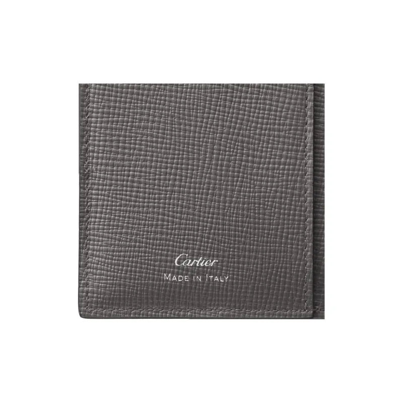 CARTIER Textured Calfskin Card Holder Women's Gray-4