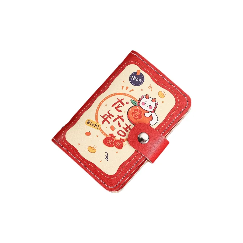 OUZIHUANG PU Wallets Card Holders Mini Unisex Red-3