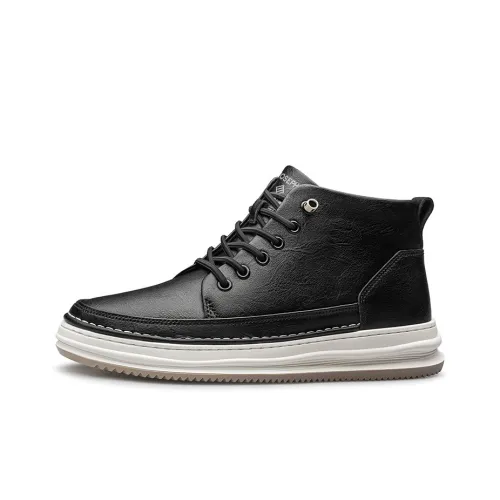 JOSEPH ABBOUD Anti-Slip Wear-Resistant Mid-Top Casual Shoes Men's Black