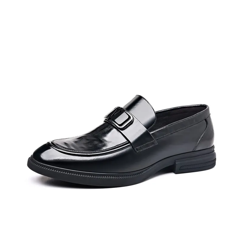 GZZ Dress Shoes Men Low Top Black-1