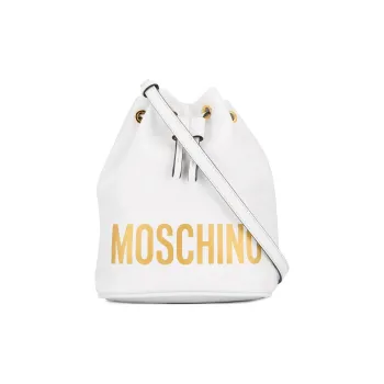 MOSCHINO Calfskin Bucket Bag Portable Crossbody Bag Shoulder Bag Women's White
